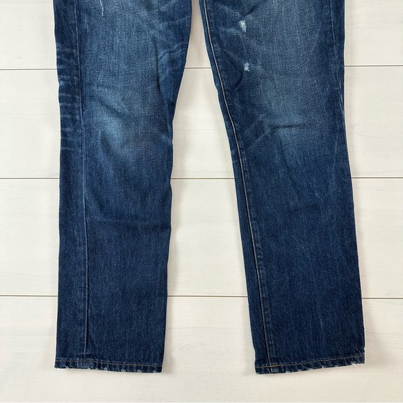 J. Crew Dark Blue Distressed Boyfriend Jeans Size 28 - Picture 6 of 11